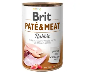 Brit Pâté & Meat Rabbit 400 g / Dose für Hunde / 70 % Kaninchen und Huhn / Reine Fleischpastete mit Innereien- und Fleischstücken
