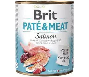 Brit Pâté & Meat Salmon 800 g / Dose für Hunde / 70 % Lachs und Huhn / Reine Fleischpastete mit Eingeweidestücken und Fleisch