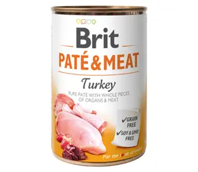 Brit Pâté & Meat Turkey 400 g / Dose für Hunde / 70 % Pute und Huhn / Reine Fleischpastete mit Innereien- und Fleischstücken