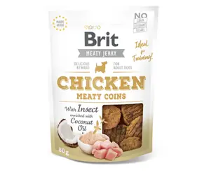 Brit Jerky - Hähnchen mit Insekten-Fleischmünzen 80 g / Trockenfleisch-Leckereien