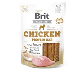 Brit Jerky - Hühnchen mit Insektenproteinriegel 80 g / Trockenfleisch-Leckereien