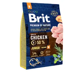 Brit Premium by Nature Junior M 3 kg / Alleinfuttermittel für Hunde / 1-12 Monate / Hunde mittlerer Rassen (10-25 kg)