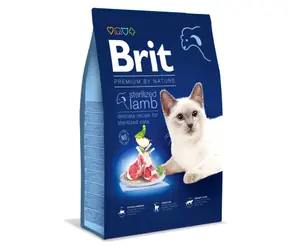 Brit Premium by Nature Cat Sterilised Lamb 8 kg / Komplettes Premiumfutter für Katzen / kastrierte Katzen