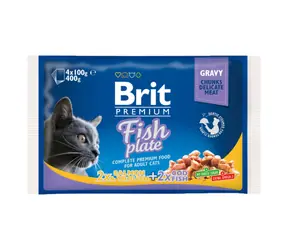Brit Premium Cat Pouches Fish Plate (4x100g) 400g / Beutel für Katzen