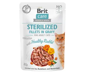 Brit Care Cat sterilisiert. Filets in Soße mit gesundem Kaninchen 85 g / Beutel für Katzen