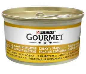 PURINA GOURMET GOLD Hühnerfleisch- und Leberstücke 85 g / Dosenfutter für Katzen