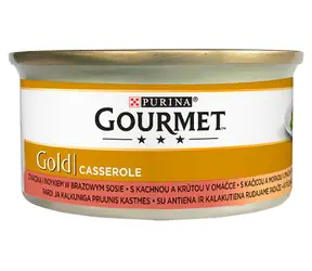 PURINA GOURMET GOLD Ente und Truthahn in brauner Sauce 85 g / Dosenfutter für ausgewachsene Katzen