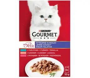 PURINA GOURMET Mon Petit Multipack Thunfisch mit Lachs und Forelle in Sauce 6x 50 g / Beutel für Katzen