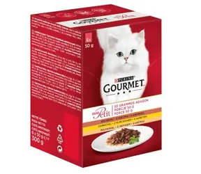 PURINA GOURMET Mon Petit - Huhn mit Truthahn und Ente im Saft 6x 50 g / Beutel für Katzen