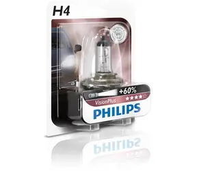 Philips H4 VisionPlus 12V 60/55W 1 Stück / Autolampe / Fassung P43t-38