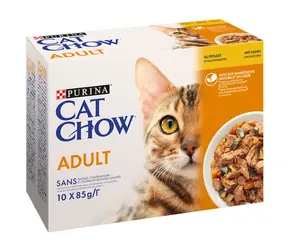 PURINA Cat Chow Chicken Adult 10x 85 g / Beutel für Katzen / mit Huhn