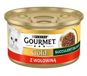 PURINA GOURMET GOLD Succulent Delights Beef 85 g / Dosenfutter für Katzen / mit Rindfleisch