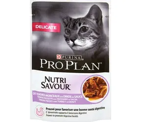 PURINA Pro Plan Delicate Nutrisavour 85 g / Beutel für Katzen / Truthahngeschmack