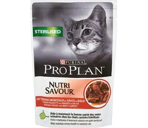 PURINA Pro Plan Sterilised Beef 85 g / Beutel für Katzen / mit Rindfleisch / für kastrierte Katzen