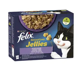 PURINA Felix Sensations Mix 12x 85 g / Beutel für Katzen / Truthahn & Lamm & Makrele & Hering