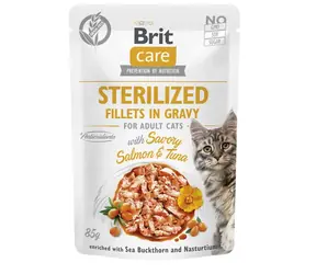 Brit Care Cat Sterylized Salomon&Tuna Pouch - Thunfisch mit Lachs 85g / Beutel für kastrierte Katzen