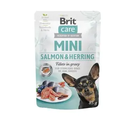 Brit Care Mini Salmon&Herring Sterilised - Nassfutter für Hunde - 85 g / Beutel für Hunde / für kastrierte Hunde