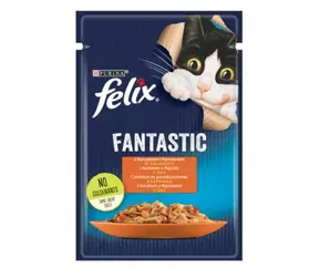 PURINA Felix Fantastic Chicken Adult 85 g / Leckerli für Katzen / Huhn in Gelee mit Tomaten