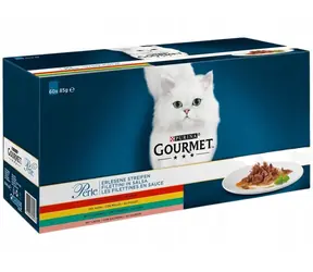 PURINA Gourmet Perle Mix 60x85 g / Beutel für Katzen / Rind & Huhn & Kaninchen & Lachs / Endverkauf