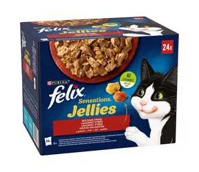PURINA Felix Sensations Landgeschmack in Gelee 24x 85 g / Beutel für Katzen / Rind & Huhn & Ente
