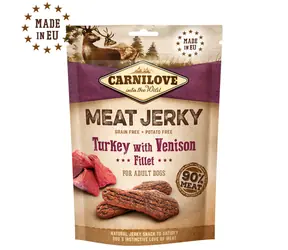 CARNILOVE Trockenes Putenfilet mit Wild 100 g / Trockenfleisch-Leckerbissen für Hunde 