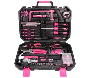 SIXTOL HOME PINK 128 / Werkzeugset / Kohlenstoffstahl / 128-tlg