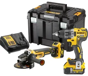 DeWalt DCK2020P2T / Set Akku-Werkzeuge Bohrhammer & Winkelschleifer / 18 V / 2x 5Ah / Koffer