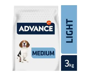 ADVANCE DOG MEDIUM Light 3kg / Granulat für Hunde / für mittelgroße Hunderassen, die übergewichtig sind oder zu Gewichtszunahme neigen