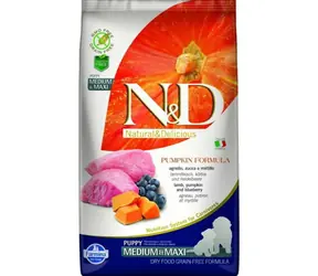 N&D Grain Free Pumpkin Puppy Medium/Large Lamm & Blaubeere 12 kg / Futter für Welpen mittlerer und großer Rassen