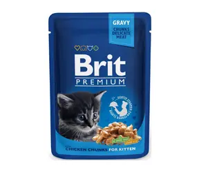 Brit Cat Premium Beutel mit Hühnerstücken für Kätzchen, 100 g / Beutel für Katzen