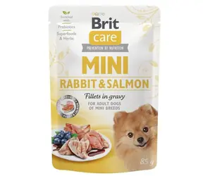 Brit Care Mini-Kaninchen- und Lachsfilets in Soße 85 g / Beutel für Hunde