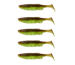 Savage Gear Gummiköder Fat Minnow T-Tail 7,5 cm 5 g Chartreuse Pumpkin 5 Stück