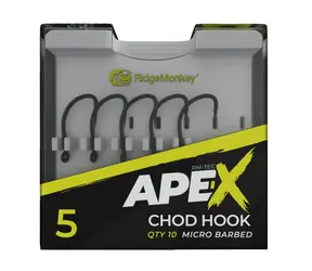 RidgeMonkey Haken Ape-X Chod Widerhaken, Größe 8, 10 Stück