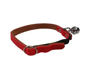 Huhubamboo Lederhalsband rot / Katzenhalsband / 1 x 32 cm 