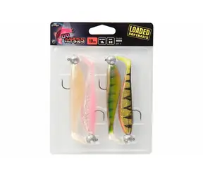 FOX Rage Gummiköder Zander Pro Shad 12 cm, 15 g, gemischte UV-Farben, Packung mit 4 Stück