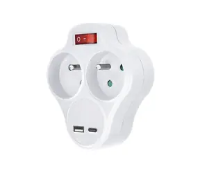 Solight P99USBC-PD20 Hub mit USB A+C Schnellladegerät weiß / 20W PD / 2 x 10A / Schalter