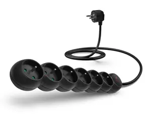 Connect IT CES-1015-BK Verlängerungskabel 230V schwarz / 5m / 6 Steckdosen / Schalter 