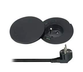 Solight PP119CWB 1z + USB A+C 3,4A + Wireless 10W Einbausteckdose schwarz / drehbare Kappe / Kabel 2m