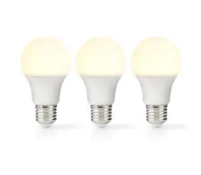 Nedis LED-Lampe E27 / A60 / 8,0 W / 806 lm / 2700 K / Warmweiß / Retro-Stil / Mattiert / 3 Stück