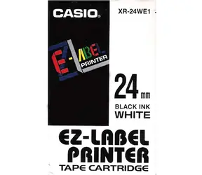 Original Casio Etikettendruckerband Casio XR-24WE1 / schwarzer Druck / weißer Hintergrund / unlaminiert / 8 m / 24 mm