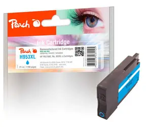 Peach wiederaufbereitete alternative Patrone HP 953XL (F6U16AE) blau / 21 ml / neuer Chip