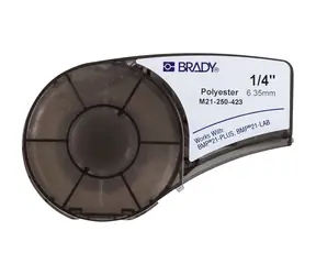 BRADY BMP21-Serie Markierungsband / schwarz-weiß / Polyester / 6,4 m x 6,35 mm / strapazierfähig / für BMP21 und BMP21-LAB