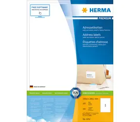 Herma Premium Adressetiketten A4 / 199,6 x 289,1 mm / 100 Blatt