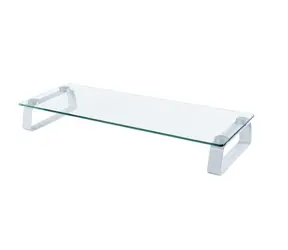 Connect IT CI-1135 weiß / Multifunktionaler Glasständer für Monitore / 560 x 210 x 80 mm / Belastbarkeit: 20 kg