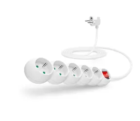 Connect IT Verlängerungskabel 230V 5 Steckdosen 5 ms mit Schalter weiß