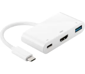 MicroConnect USB-C auf USB3.0+HDMI+USB 3.1-C Adapter weiß