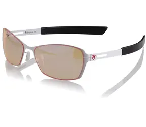 Arozzi VISIONE VX-500 Gaming-Brille mit weißem und schwarzem Rahmen / bernsteinfarbenem Glas