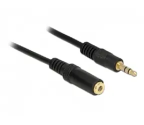 DeLock Verlängerungskabel Audio Stereo Klinke 3,5 mm Stecker - Buchse / 3Pin / 2 m / Schwarz