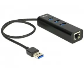 DeLock HUB USB 3.0 / 3 Ports / + 1 Port Gigabit LAN 10, 100, 1000 Mbs