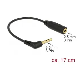 DeLock Audiokabel: 3,5-mm-Stereo-Klinkenstecker (3-polig) > 2,5-mm-Stereo-Klinkenbuchse (3-polig, rechtwinklig)